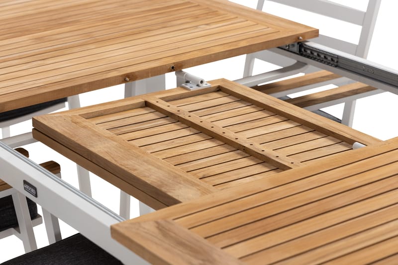 Las Vegas Matgrupp Utomhus 220-280 cm + 8 Oliver Matstol - Teak/Vit - Utemöbler - Utegrupp - Matgrupper utomhus