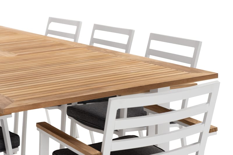 Las Vegas Matgrupp Utomhus 220-280 cm + 8 Oliver Matstol - Teak/Vit - Utemöbler - Utegrupp - Matgrupper utomhus