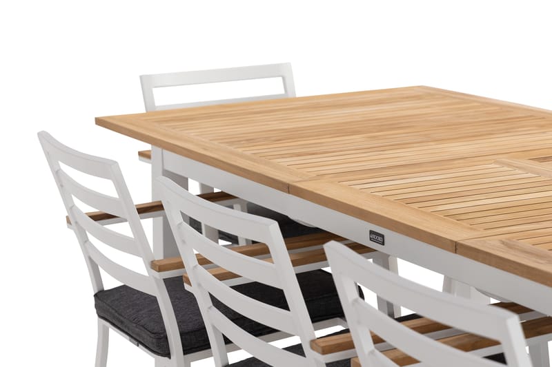 Las Vegas Matgrupp Utomhus 220-280 cm + 8 Oliver Matstol - Teak/Vit - Utemöbler - Utegrupp - Matgrupper utomhus