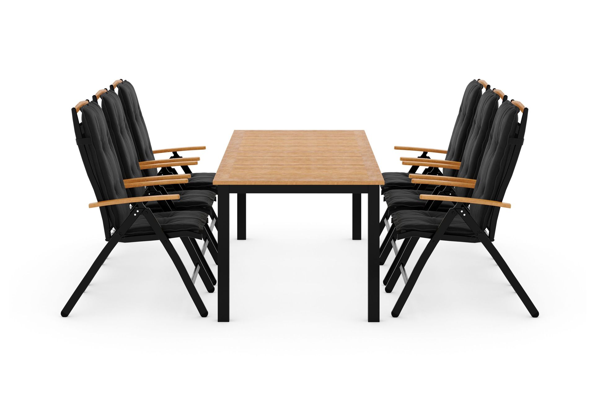 las vegas matgrupp utomhus 220-280x100+ 6 stolar m dyna - svart/teak