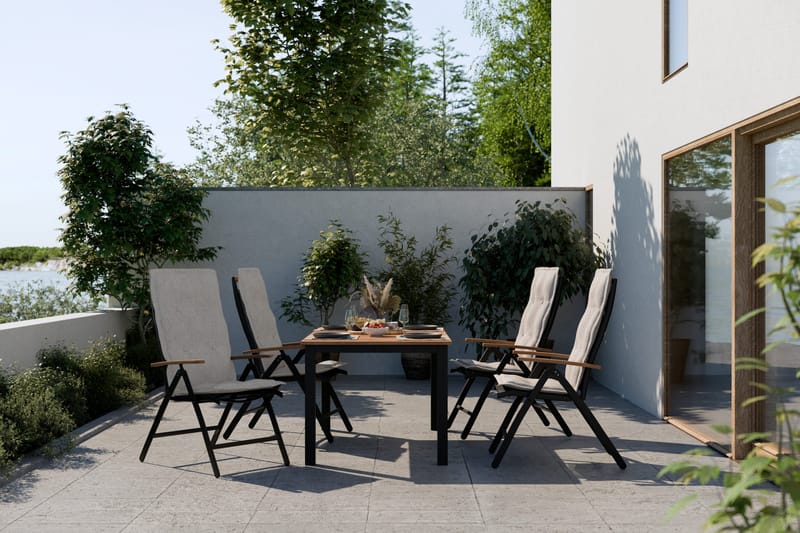 Las Vegas Matgrupp Utomhus 220-280x100+ 6 Stolar m Dyna - Svart/Teak - Utemöbler - Utegrupp - Matgrupper utomhus