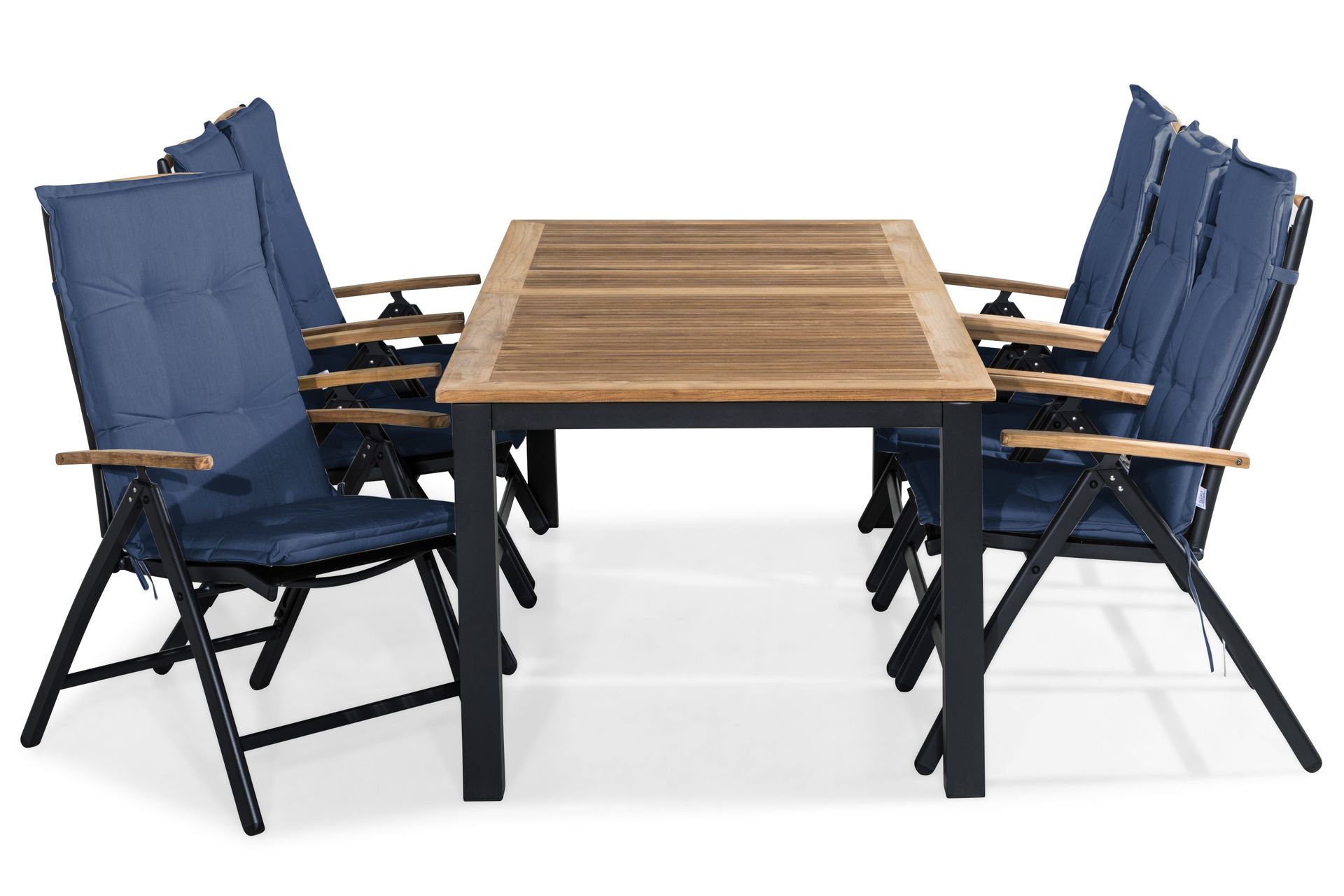 las vegas matgrupp utomhus 220-280x100+ 6 stolar m dyna - svart/teak/blå
