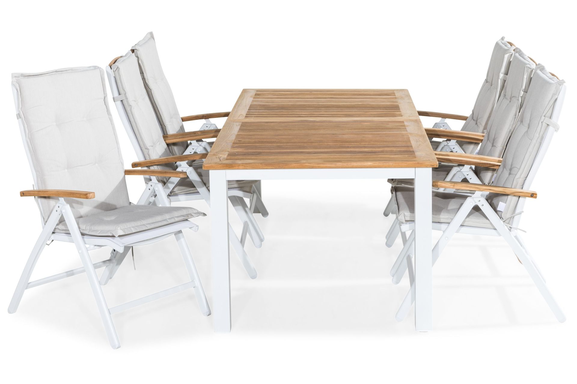 las vegas matgrupp utomhus 220-280x100+ 6 positionsstol lyx stol m d - teak/vit