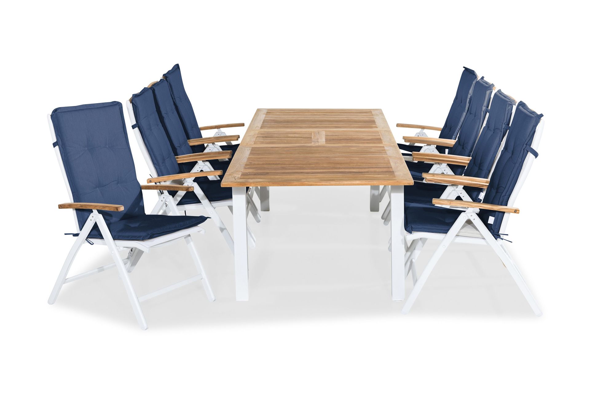 las vegas matgrupp utomhus 220-280x100+ 8 las vegas lyx stol m dyna - vit/teak/blå
