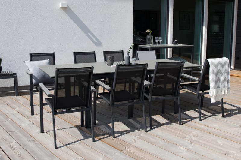 LEVELS Förlängningsbar Matgrupp 160cm + 8 Parma Stolar Grå/S - Venture Home - Matgrupper utomhus