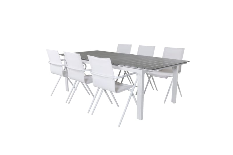 Levels Förlängningsbar Matgrupp 229cm + 6 Alina Stolar Grå/V - Grå/Vit - Utemöbler - Utegrupp - Matgrupper utomhus