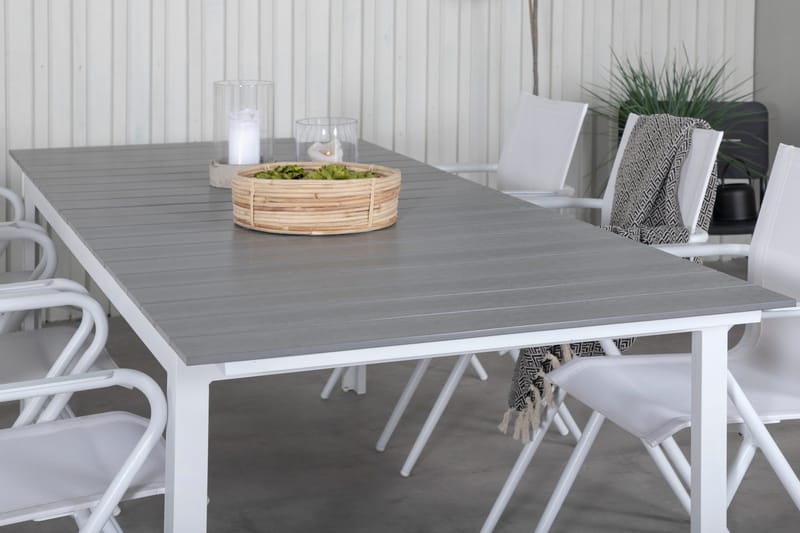 Levels Förlängningsbar Matgrupp 229cm + 6 Alina Stolar Grå/V - Grå/Vit - Utemöbler - Utegrupp - Matgrupper utomhus