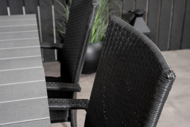 Levels Förlängningsbar Matgrupp Utomhus 160-240 cm + 4 st Anna Matstol - Grå/Svart - Utemöbler - Utegrupp - Matgrupper utomhus