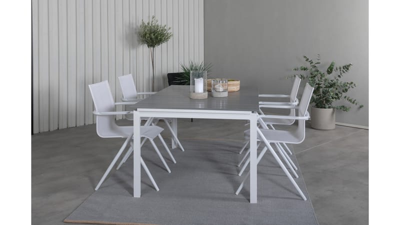 Levels Förlängningsbar Matgrupp Utomhus 160-240cm + 4 Alina Matstola - Vit - Utemöbler - Utegrupp - Matgrupper utomhus