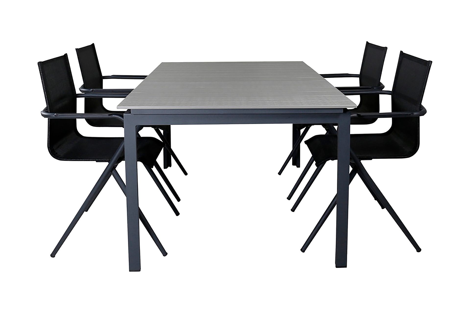 levels förlängningsbar matgrupp utomhus 160-240cm + 4 alina stolar - svart
