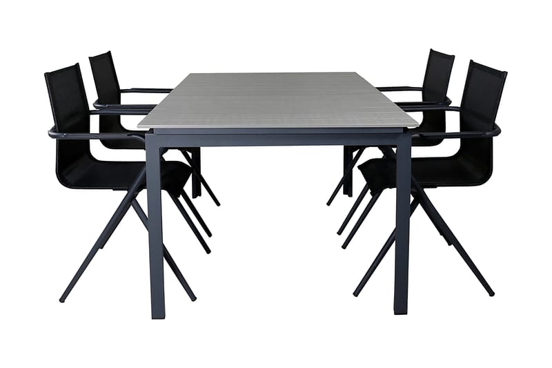 Levels Förlängningsbar Matgrupp Utomhus 160-240cm + 4 Alina Stolar, Svart