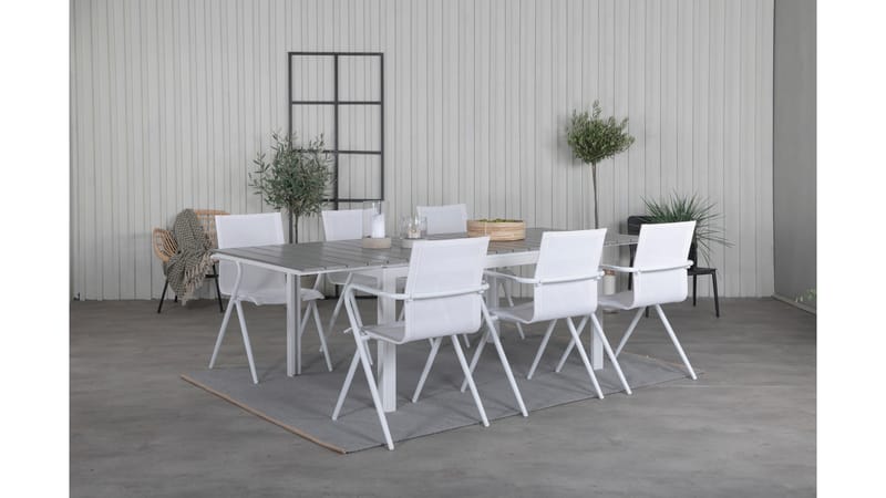 Levels Förlängningsbar Matgrupp Utomhus 160-240cm + 6 Alina Stolar, Svart