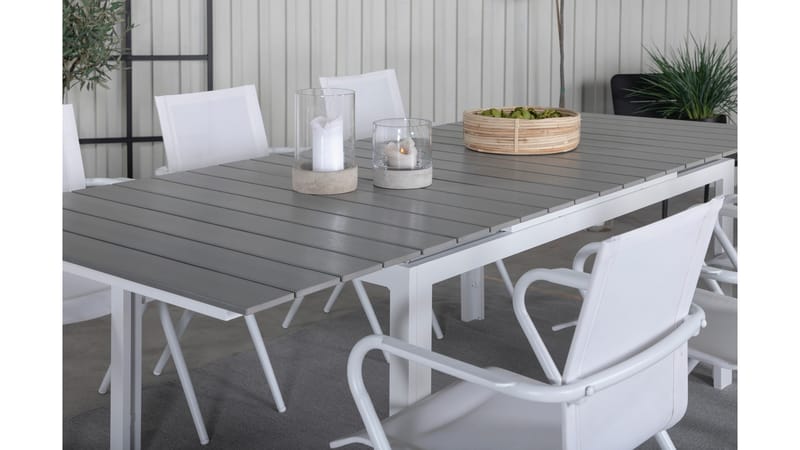 Levels Förlängningsbar Matgrupp Utomhus 160-240cm + 6 Alina Stolar - Svart - Utemöbler - Utegrupp - Matgrupper utomhus