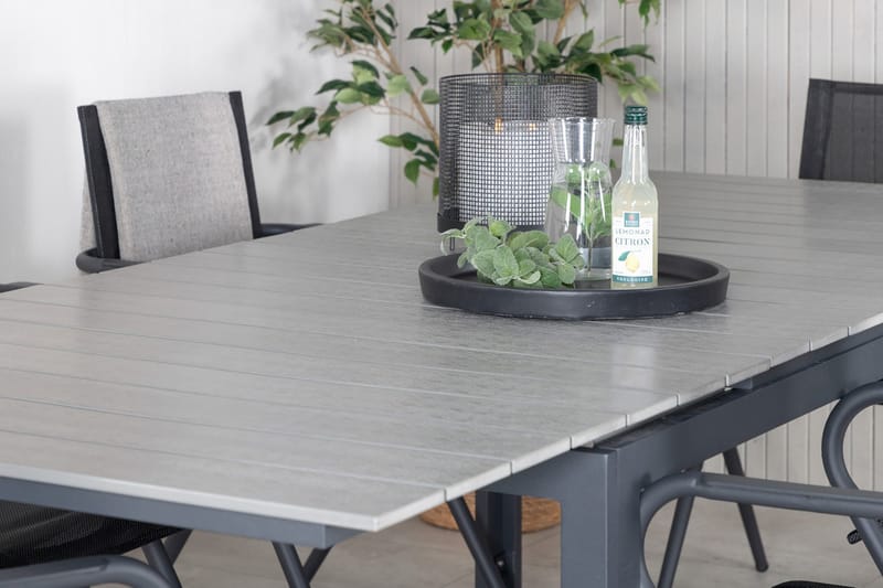 Levels Förlängningsbar Matgrupp Utomhus 160-240cm + 6 Alina Stolar - Svart - Utemöbler - Utegrupp - Matgrupper utomhus