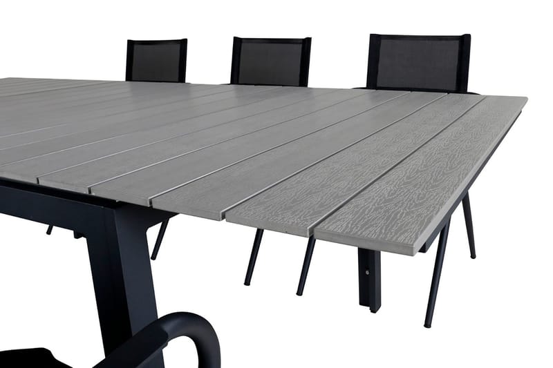 Levels Förlängningsbar Matgrupp Utomhus 160-240cm + 6 Alina Stolar - Svart - Utemöbler - Utegrupp - Matgrupper utomhus