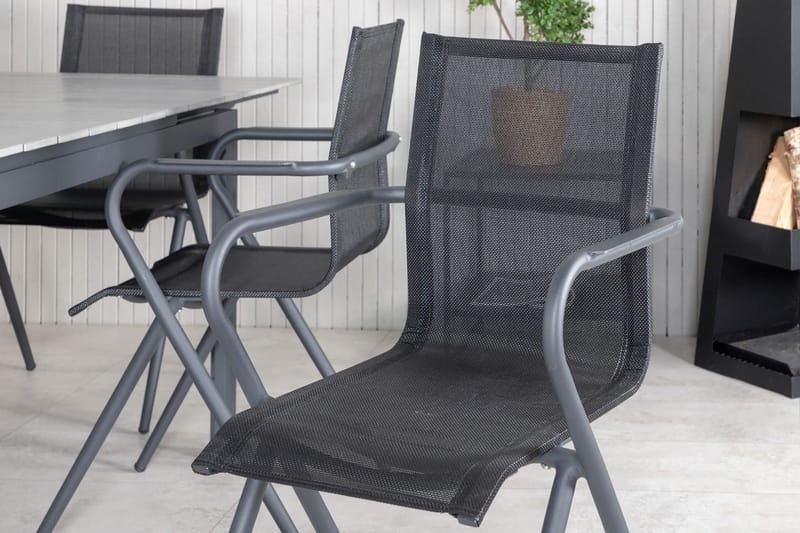 Levels Förlängningsbar Matgrupp Utomhus 160-240cm + 6 Alina Stolar - Svart - Utemöbler - Utegrupp - Matgrupper utomhus