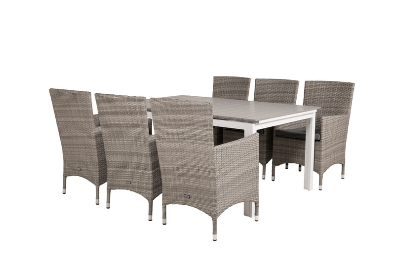 Levels Förlängningsbar Matgrupp Utomhus 160-240cm + 6 Malin Stolar - Grå - Utemöbler - Utegrupp - Matgrupper utomhus