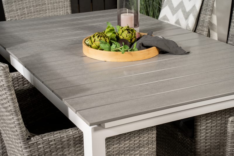 Levels Förlängningsbar Matgrupp Utomhus 160-240cm + 6 Malin Stolar - Grå - Utemöbler - Utegrupp - Matgrupper utomhus