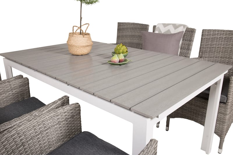 Levels Förlängningsbar Matgrupp Utomhus 160-240cm + 6 Malin Stolar - Grå - Utemöbler - Utegrupp - Matgrupper utomhus