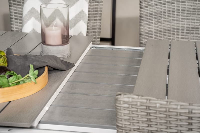 Levels Förlängningsbar Matgrupp Utomhus 160-240cm + 6 Malin Stolar - Grå - Utemöbler - Utegrupp - Matgrupper utomhus