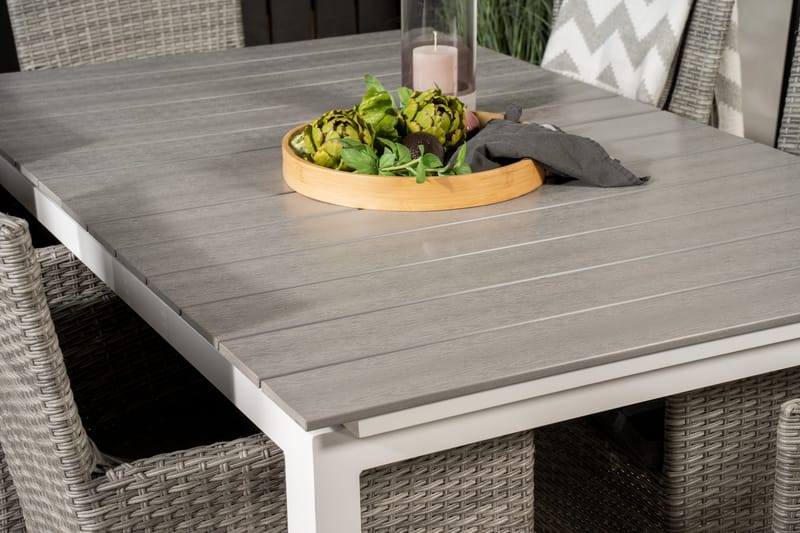 Levels Förlängningsbar Matgrupp Utomhus 160-240cm + 6 Malin Stolar - Grå - Utemöbler - Utegrupp - Matgrupper utomhus