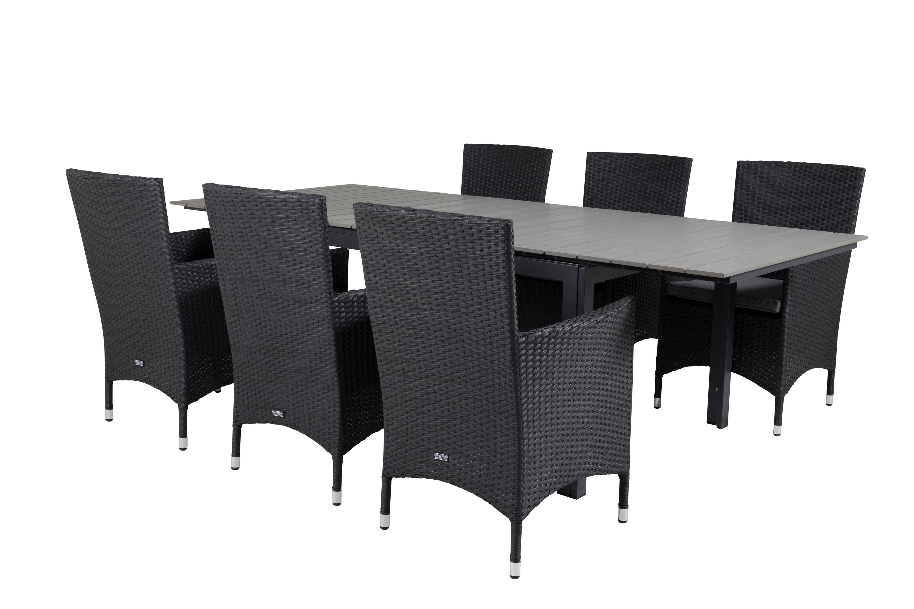 levels förlängningsbar matgrupp utomhus 160-240cm + 6 malin stolar - natur