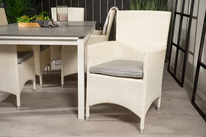 Levels Förlängningsbar Matgrupp Utomhus 160-240cm + 6 Malin Stolar - Vit - Utemöbler - Utegrupp - Matgrupper utomhus