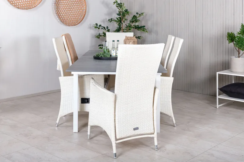 Levels Förlängningsbar Matgrupp Utomhus 160-240cm + 6 Padova Stolar - Grå - Utemöbler - Utegrupp - Matgrupper utomhus