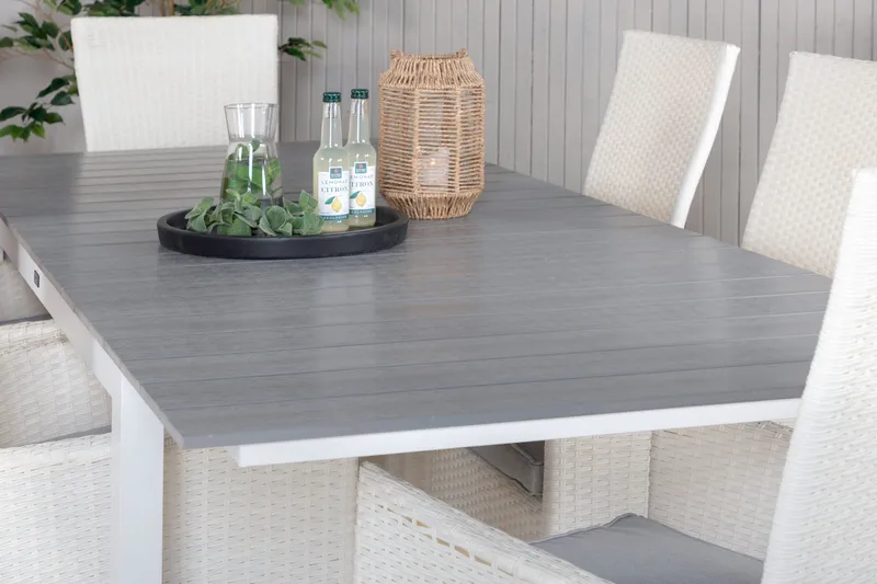 Levels Förlängningsbar Matgrupp Utomhus 160-240cm + 6 Padova Stolar - Grå - Utemöbler - Utegrupp - Matgrupper utomhus