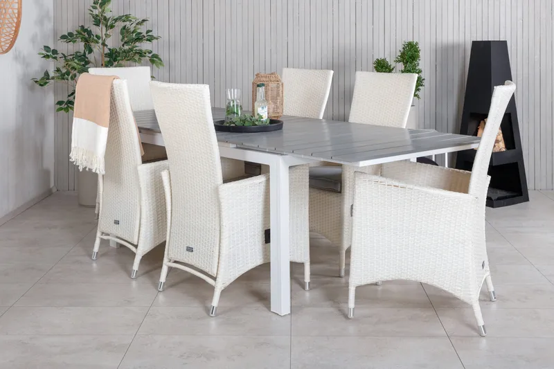 Levels Förlängningsbar Matgrupp Utomhus 160-240cm + 6 Padova Stolar - Grå - Utemöbler - Utegrupp - Matgrupper utomhus