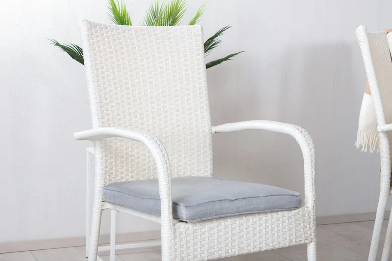 Levels Förlängningsbar Matgrupp Utomhus 160-240cm + 8 Anna Stolar - Vit/Grå - Utemöbler - Utegrupp - Matgrupper utomhus