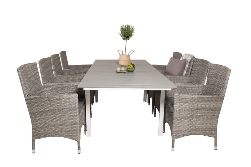Levels Förlängningsbar Matgrupp Utomhus 160-240cm + 8 Malin Stolar - Grå - Utemöbler - Utegrupp - Matgrupper utomhus
