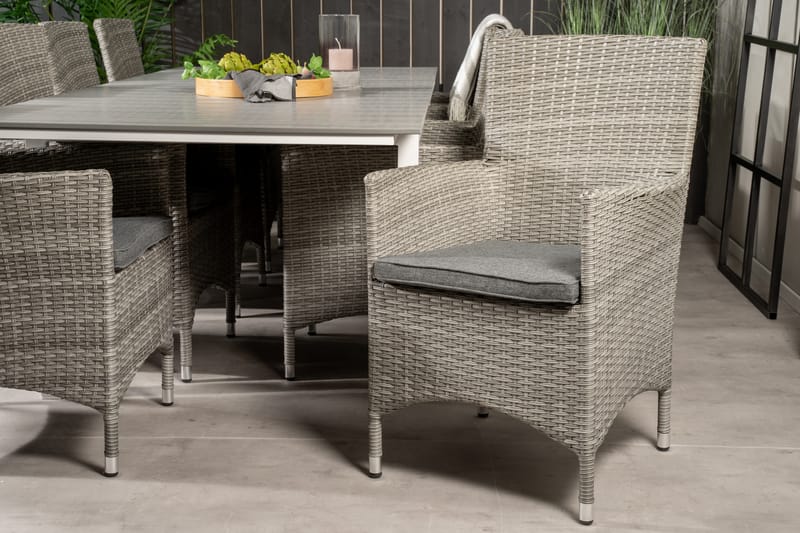 Levels Förlängningsbar Matgrupp Utomhus 160-240cm + 8 Malin Stolar - Grå - Utemöbler - Utegrupp - Matgrupper utomhus