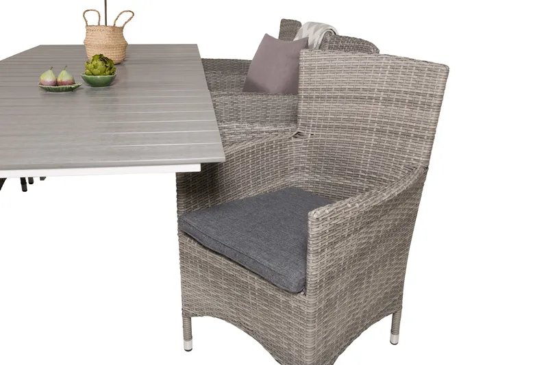 Levels Förlängningsbar Matgrupp Utomhus 160-240cm + 8 Malin Stolar - Grå - Utemöbler - Utegrupp - Matgrupper utomhus