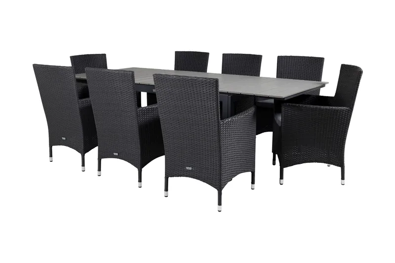 Levels Förlängningsbar Matgrupp Utomhus 160-240cm + 8 Malin Stolar - Natur - Utemöbler - Utegrupp - Matgrupper utomhus