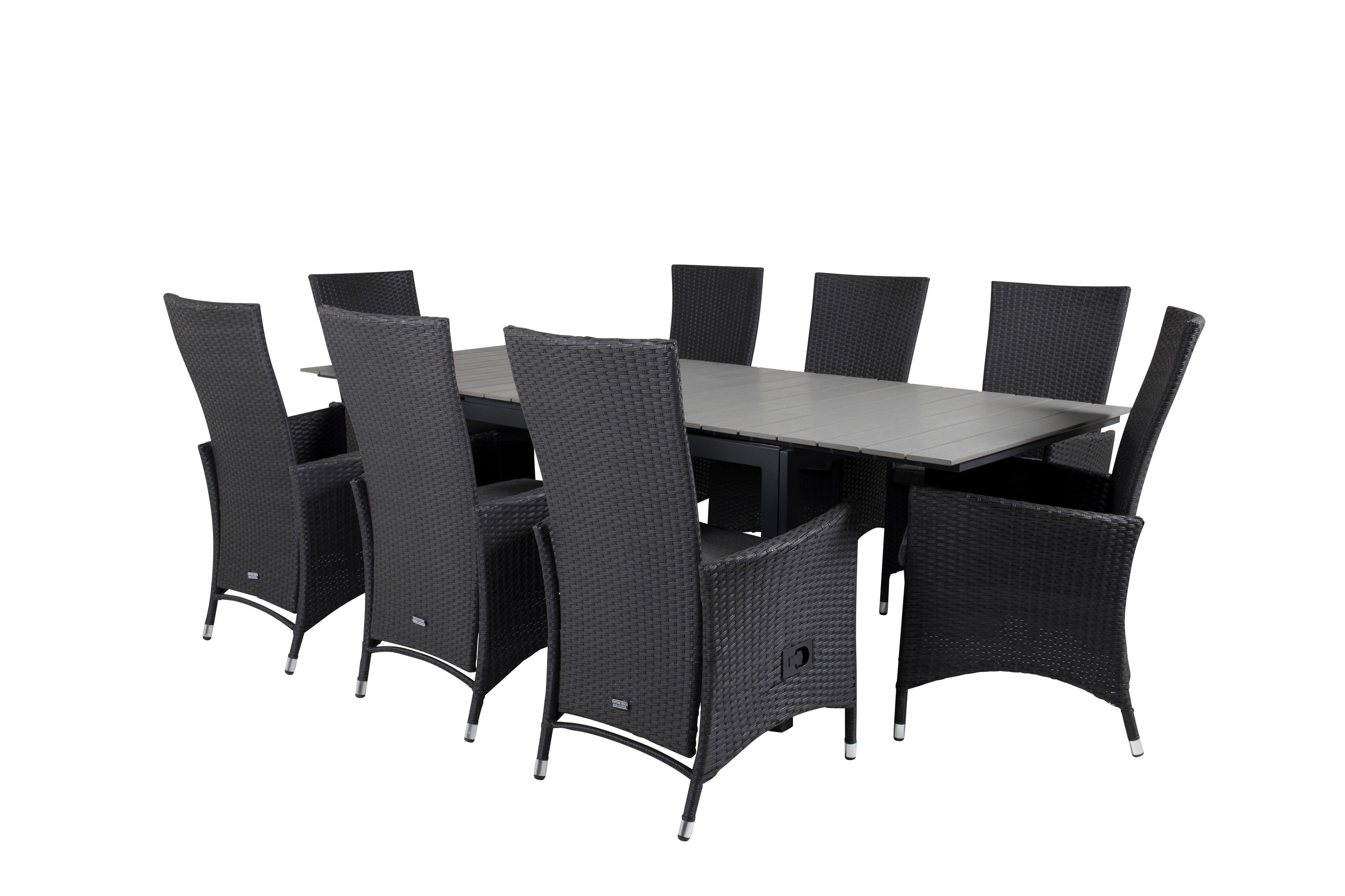 levels förlängningsbar matgrupp utomhus 160-240cm + 8 padova stolar - natur