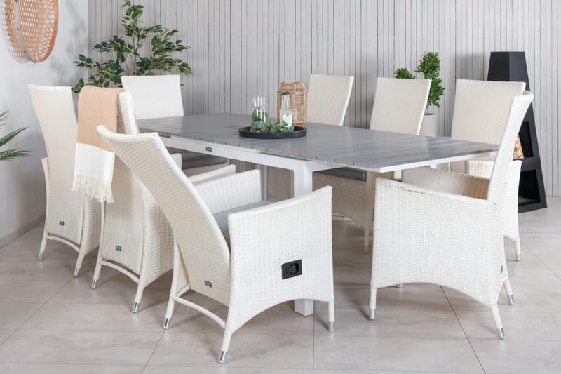 Levels Förlängningsbar Matgrupp Utomhus 160-240cm + 8 Padova Stolar - Grå - Utemöbler - Utegrupp - Matgrupper utomhus