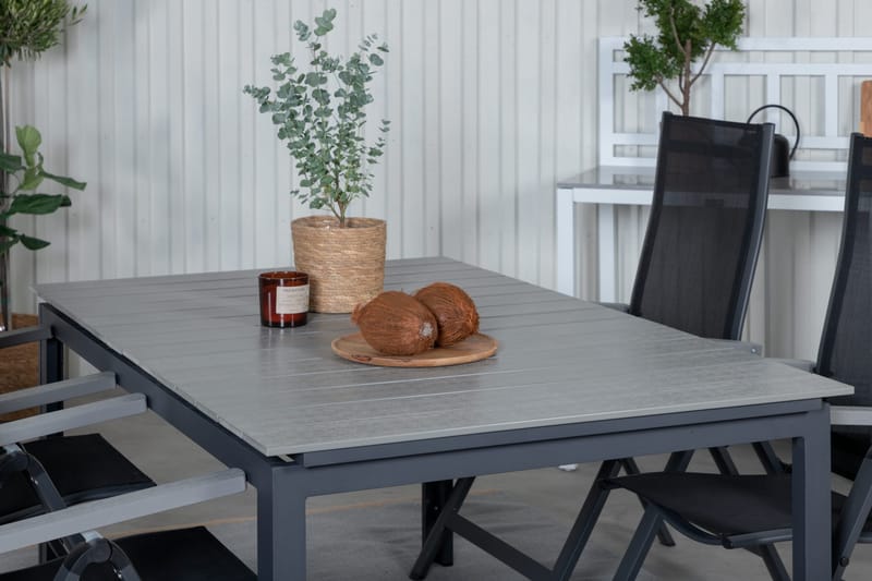 Levels Förlängningsbar Matgrupp Utomhus 160cm + 4 Albany Stolar - Brun/Vit - Utemöbler - Utegrupp - Matgrupper utomhus