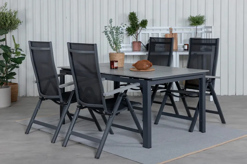 Levels Förlängningsbar Matgrupp Utomhus 160cm + 4 Albany Stolar - Brun/Vit - Utemöbler - Utegrupp - Matgrupper utomhus