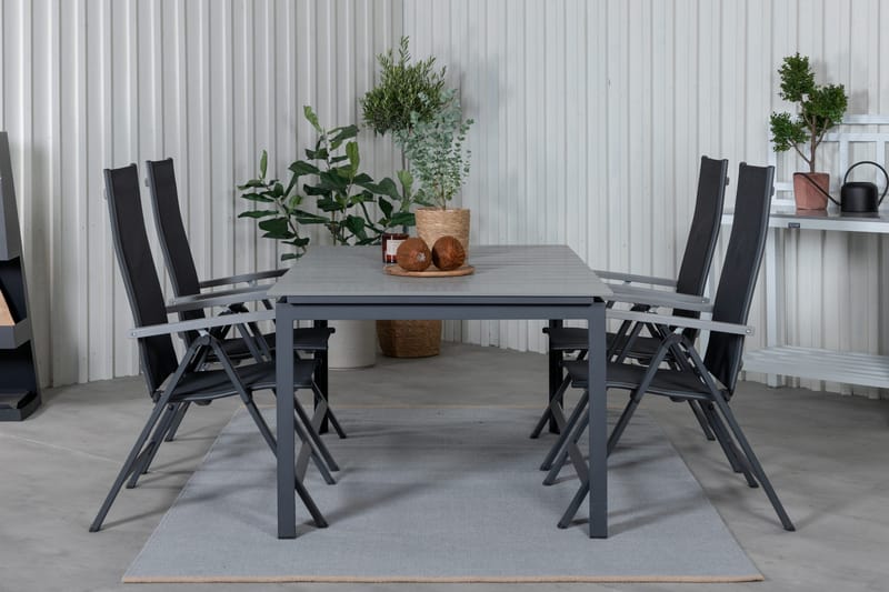 Levels Förlängningsbar Matgrupp Utomhus 160cm + 4 Albany Stolar - Brun/Vit - Utemöbler - Utegrupp - Matgrupper utomhus
