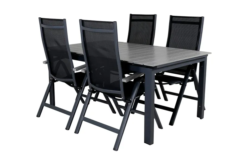 Levels Förlängningsbar Matgrupp Utomhus 160cm + 4 Albany Stolar - Brun/Vit - Utemöbler - Utegrupp - Matgrupper utomhus