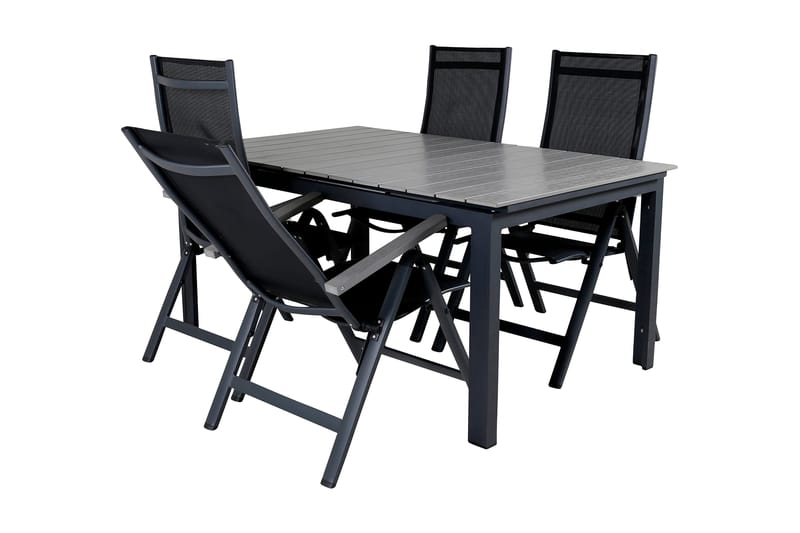 Levels Förlängningsbar Matgrupp Utomhus 160cm + 4 Albany Stolar - Brun/Vit - Utemöbler - Utegrupp - Matgrupper utomhus