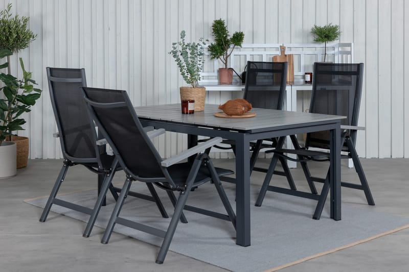 Levels Förlängningsbar Matgrupp Utomhus 160cm + 4 Albany Stolar - Brun/Vit - Utemöbler - Utegrupp - Matgrupper utomhus