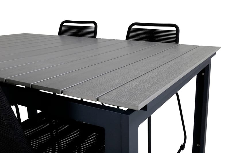 Levels Förlängningsbar Matgrupp Utomhus 160cm + 4 Lindos Stolar - Svart/Grå - Utemöbler - Utegrupp - Matgrupper utomhus