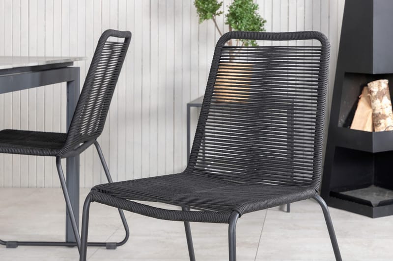 Levels Förlängningsbar Matgrupp Utomhus 160cm + 4 Lindos Stolar - Svart/Grå - Utemöbler - Utegrupp - Matgrupper utomhus