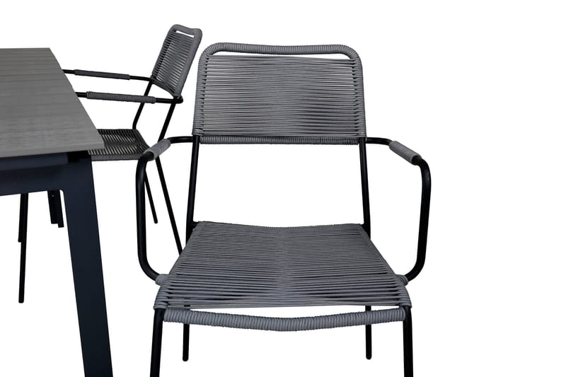 Levels Förlängningsbar Matgrupp Utomhus 160cm + 4 Lindos Stolar - Svart/Grå - Utemöbler - Utegrupp - Matgrupper utomhus