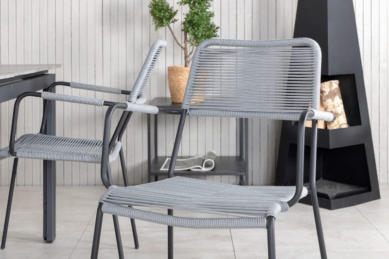 Levels Förlängningsbar Matgrupp Utomhus 160cm + 4 Lindos Stolar - Svart/Grå - Utemöbler - Utegrupp - Matgrupper utomhus