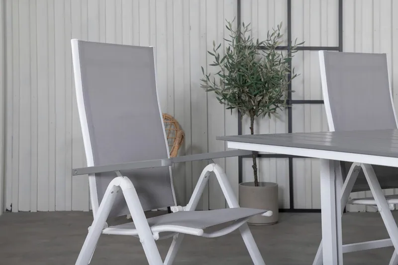 Levels Förlängningsbar Matgrupp Utomhus 160cm + 6 Albany Matstolar - Vit - Utemöbler - Utegrupp - Matgrupper utomhus