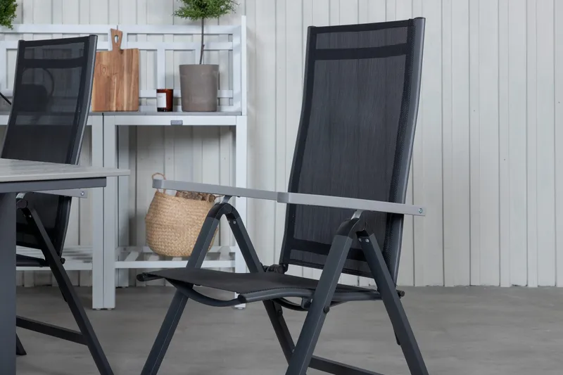 Levels Förlängningsbar Matgrupp Utomhus 160cm + 6 Albany Stolar - Svart/Grå - Utemöbler - Utegrupp - Matgrupper utomhus