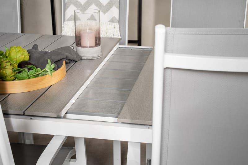 Levels Förlängningsbar Matgrupp Utomhus 160cm + 6 Copacabana Stolar - Vit - Utemöbler - Utegrupp - Matgrupper utomhus